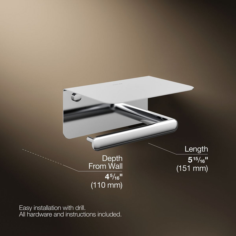 Porte-papier hygiénique horizontal Kumin, Polished Chrome
