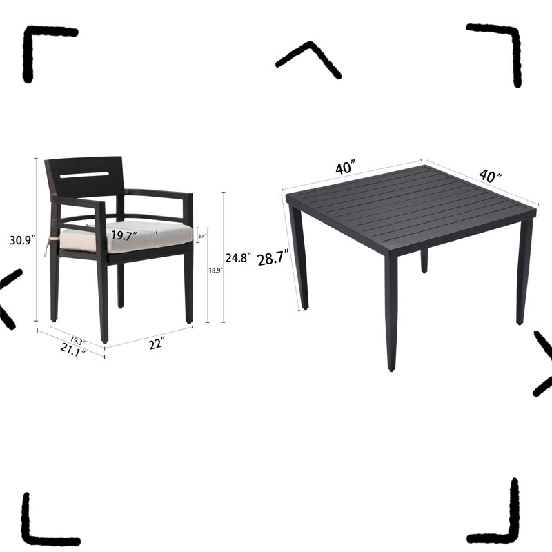 Savone 4 - Person Patio Dining Set with Square Table , Sunbrella® Cushions Included