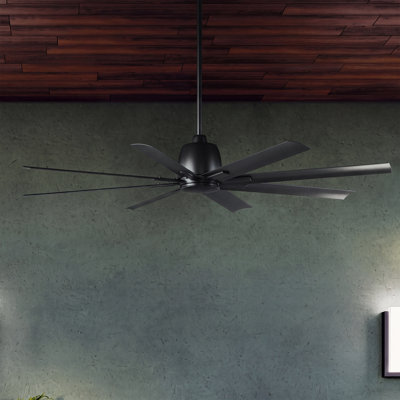 Ventilateur de plafond Kichler Breda de 65 pouces à 8 pales, fini noir satiné.