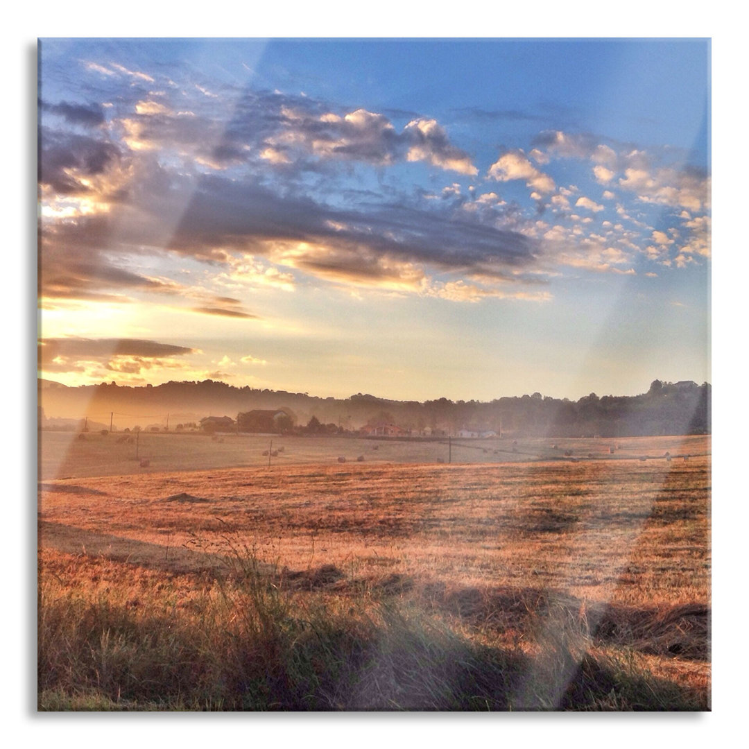 Glasbild Getreidefeld im Abendlicht