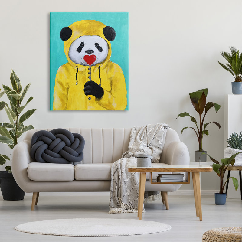 Décoration murale panda pour enfant manteau Emlyn, Toile tendue, H 48 po x l 36 po x P 1,5 po