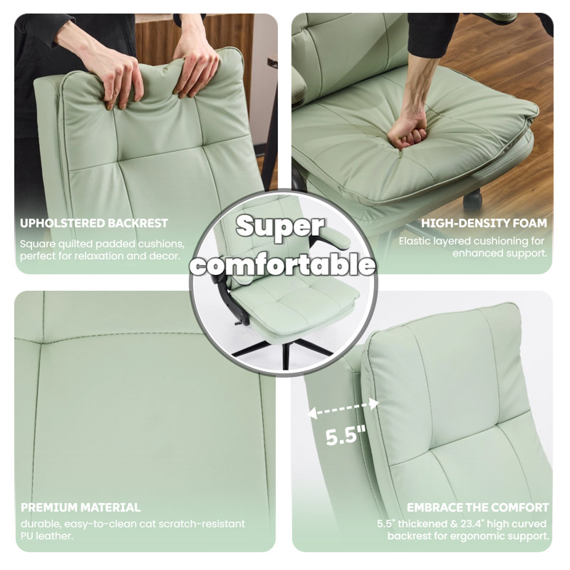 Chaise de bureau pivotante 25,6 po, Vert