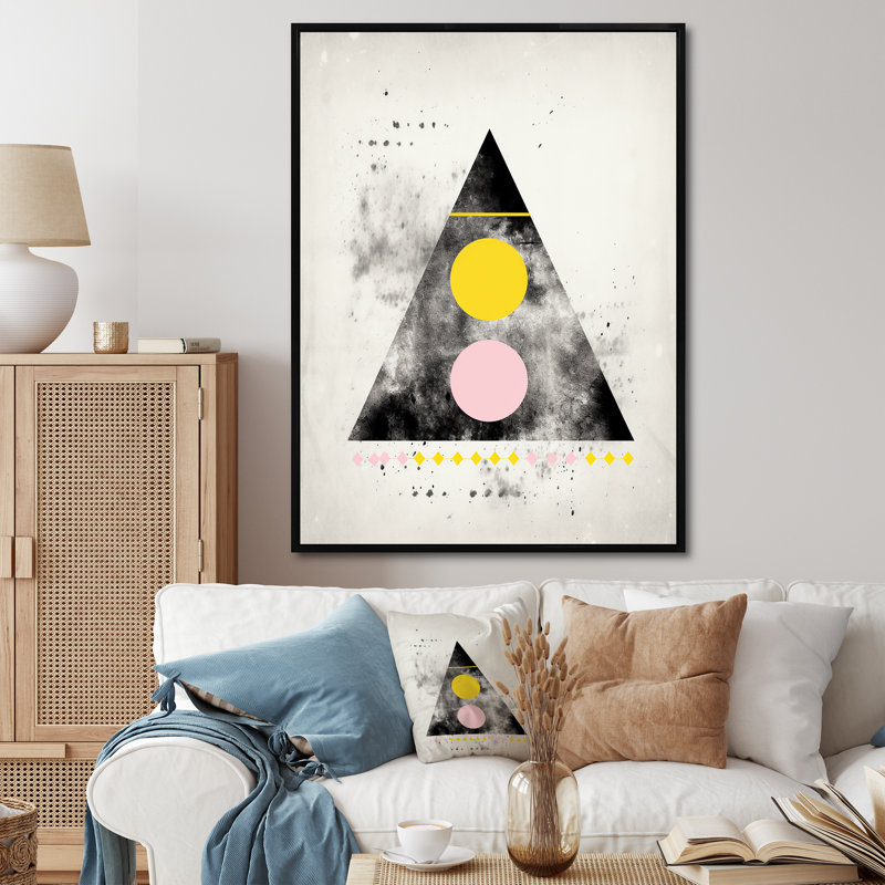 Transcendance rétro triangulaire minimal I sur toile, H 32 po x l 16 po, Cadre flottant noir