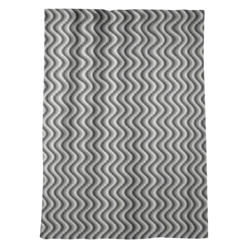 Panneau de rideau simple avec passe-tringle en chevron ondulé, Gris