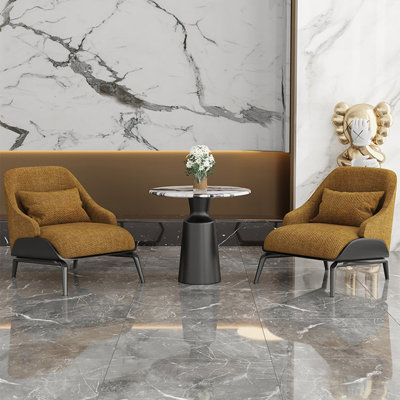 Ensemble de chaises de réception en lin Caramel Brown Vintage | 1 table, 2 chaises