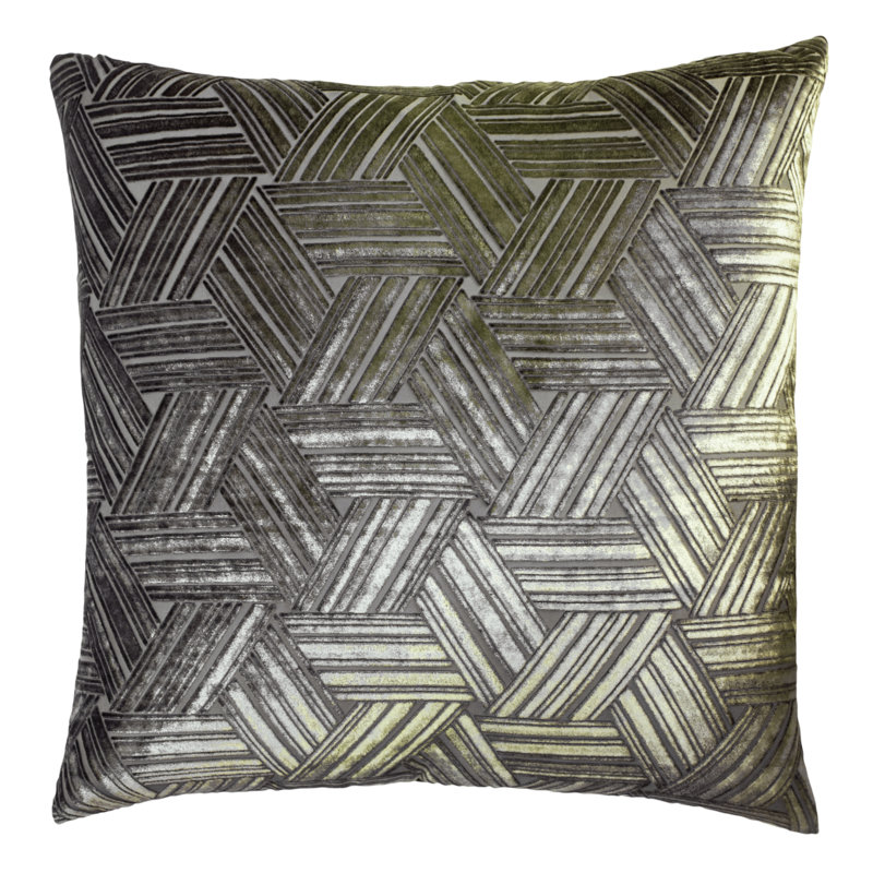Entwined Square Velvet Pillow Cover & Insert, 18" x 18", Oregano