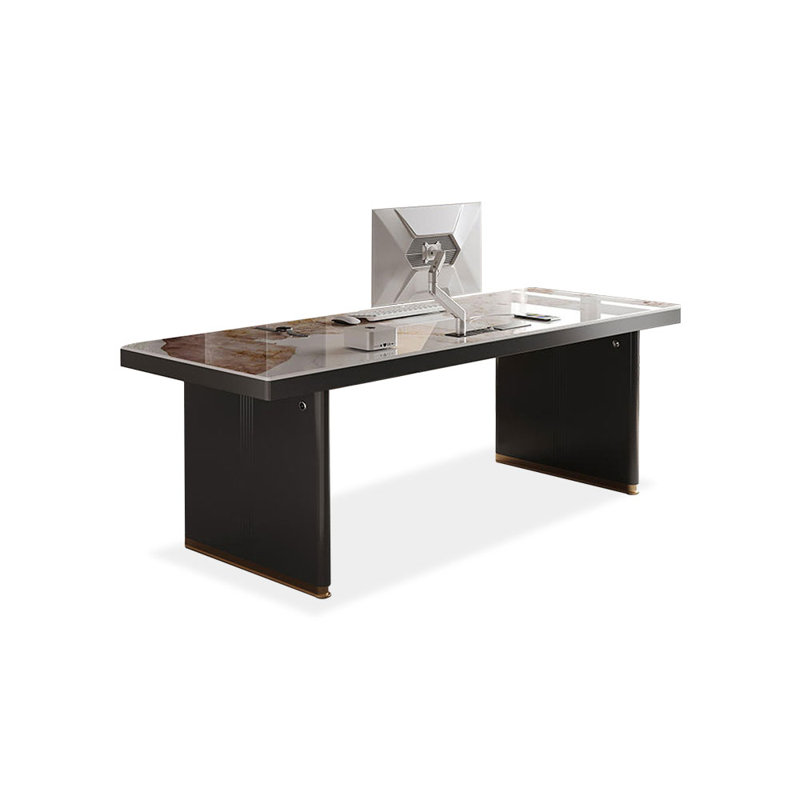 Bureau rectangulaire en bois manufacturé gris, H 29,53 po x l 70,87 po x P 31,5 po