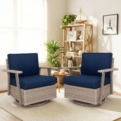 Arusha 2 - Person Outdoor Swivel Chairs With Cushions by Latitude Run