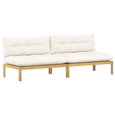 Unité centrale de canapé vidaXL Acacia clair et bois d'acacia blanc crème