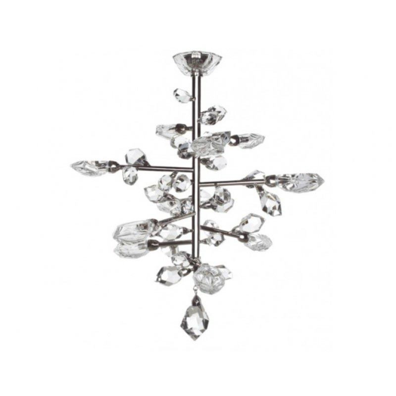 Lustre encastré avec détails en cristal Spoutnik Excess Mount Light, Transparent, H 10 po x l 16 po x P 16 po, Chrome