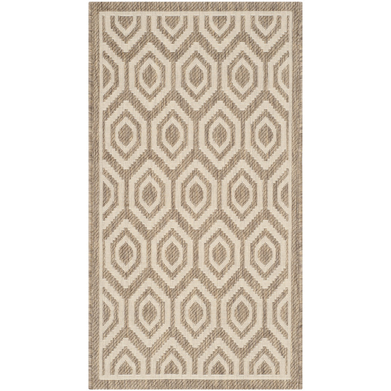 Donnovan Hooked Brown/Bone Indoor/Outdoor Rug, Rectangle 61 x 109 cm