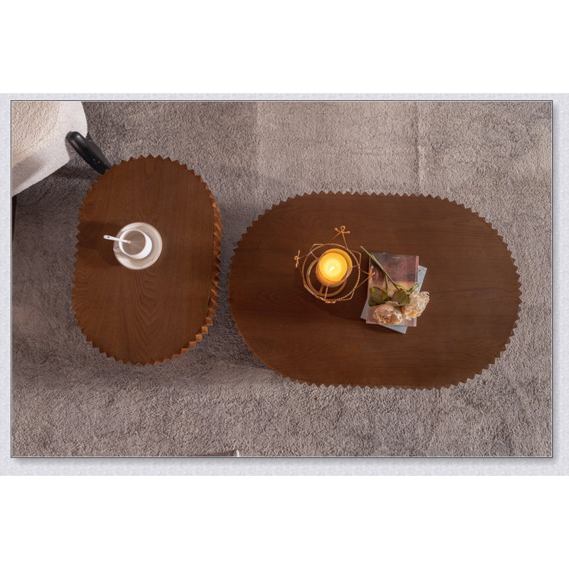 Ensemble de 2 tables basses gigognes rondes Handcrafted