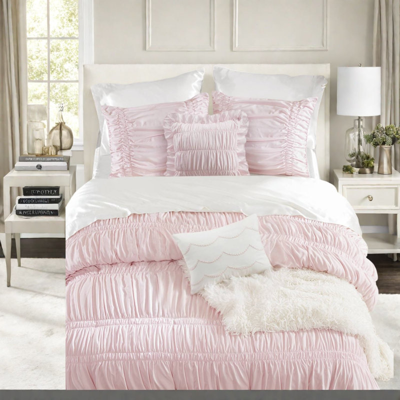 Ensembles de literie rose de qualité supérieure, microfibre confort champêtre français pour la maison