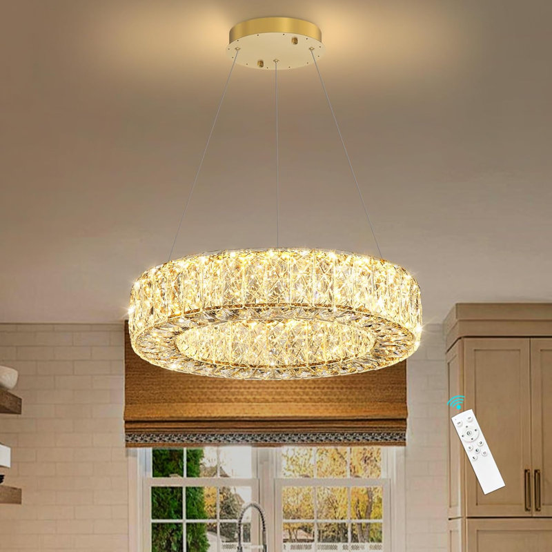 Glam Dimmable Crystal Chandelier, Gold