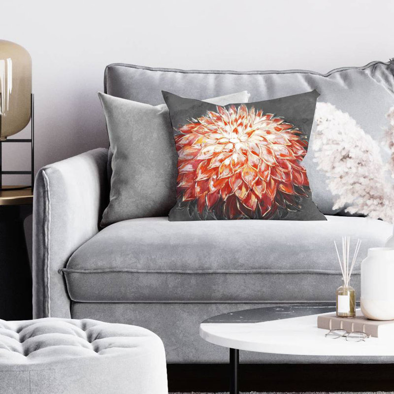 Abstract dahlia flower - 16"x16" Throw pillow - Poly twill - Print on demand