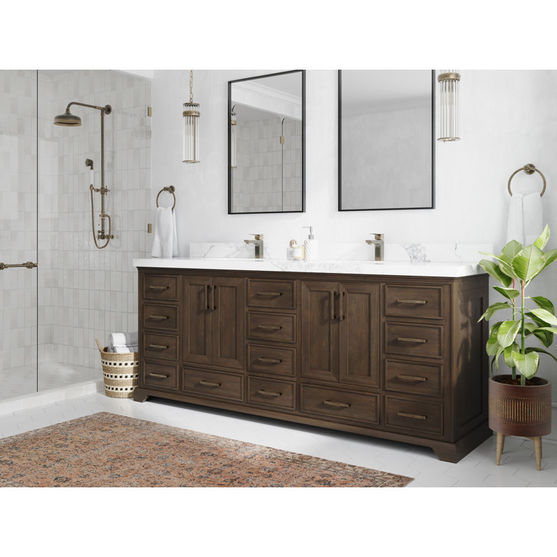 Ensemble de meuble-lavabo double l 84 po, Calacatta Laza