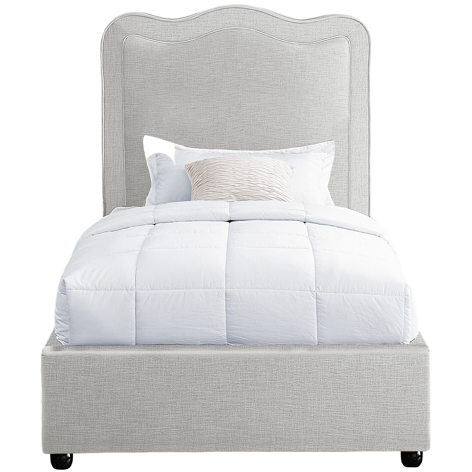 Felix Upholstered Bed, Twin, Cream Linen