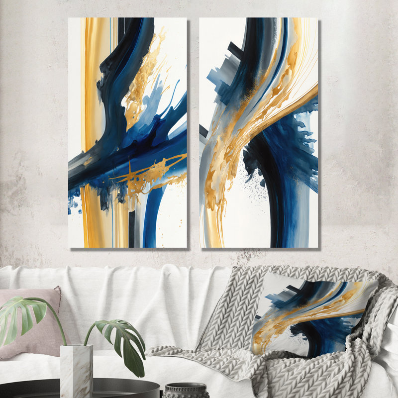 «Stylish Spiral Abstract», 2 pièces sur toile, Toile tendue, H 32 po x l 32 po