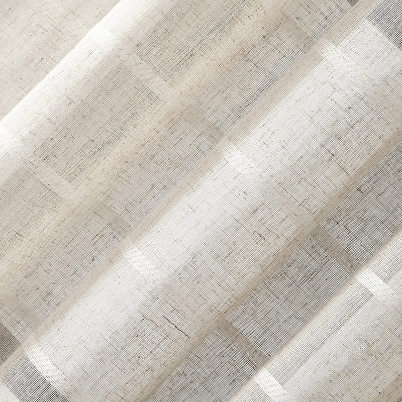 Clean Window Aso Twill Stripe Anti-Dust Linen Blend Sheer Curtain Panel, 52" W x 63" L, Natural