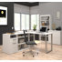 Bureau en L 118 W avec classeur latéral et bibliothèque Carreno