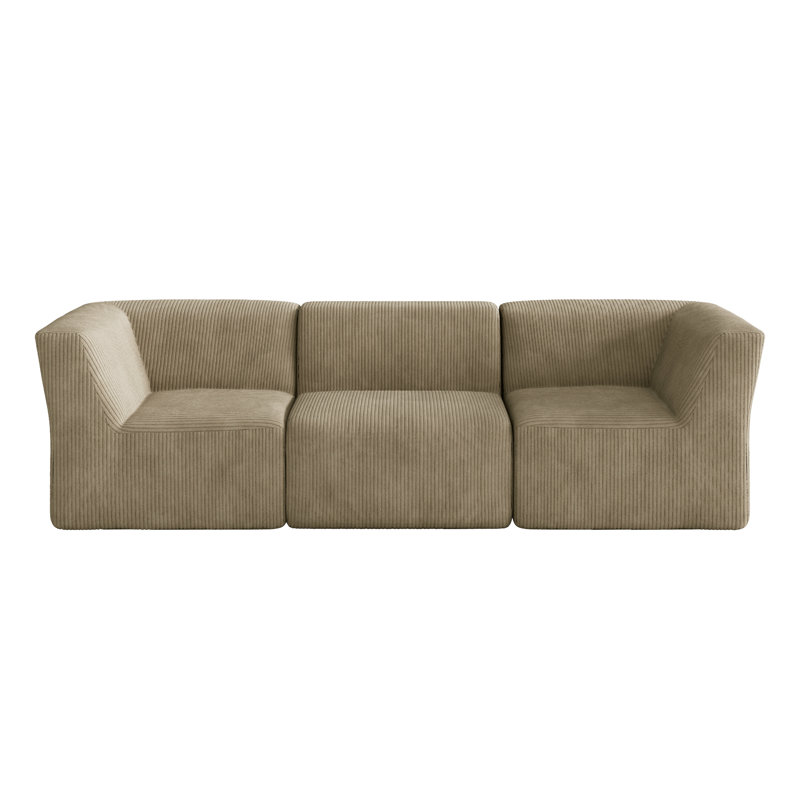 3 Seater Corduroy Seating Component, Khaki Corduroy