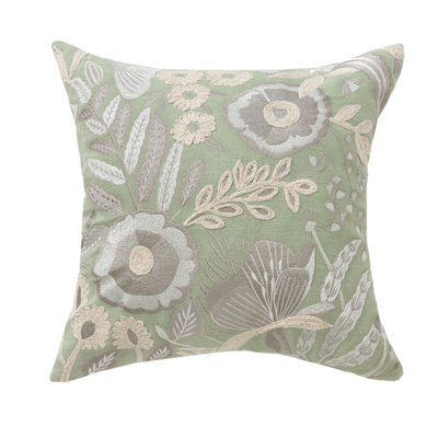 Flint Coastal Floral Hand-Woven Cotton Throw Pillow Cover