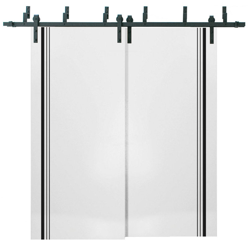 Porte de grange en bois massif massif, Satin blanc, 36 po x 80 po