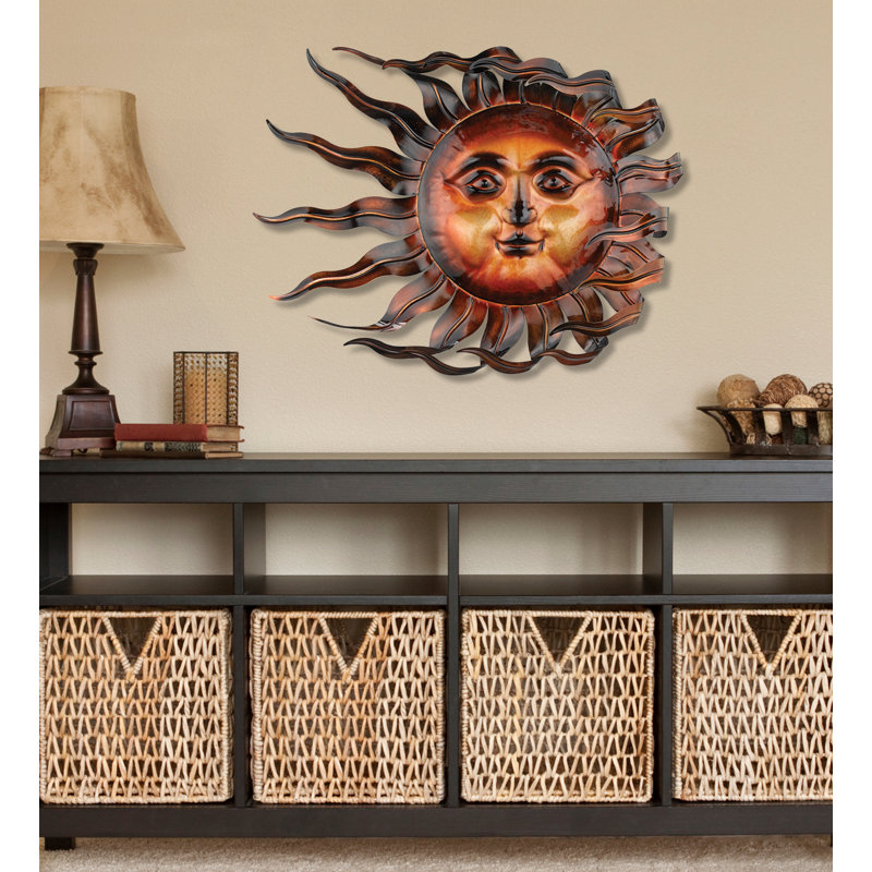29 Inch Sun Metal Outdoor Wall Decor with Multi Color Weather Resistant Finish for Indoor and Outdoor Home Accent - Windswept