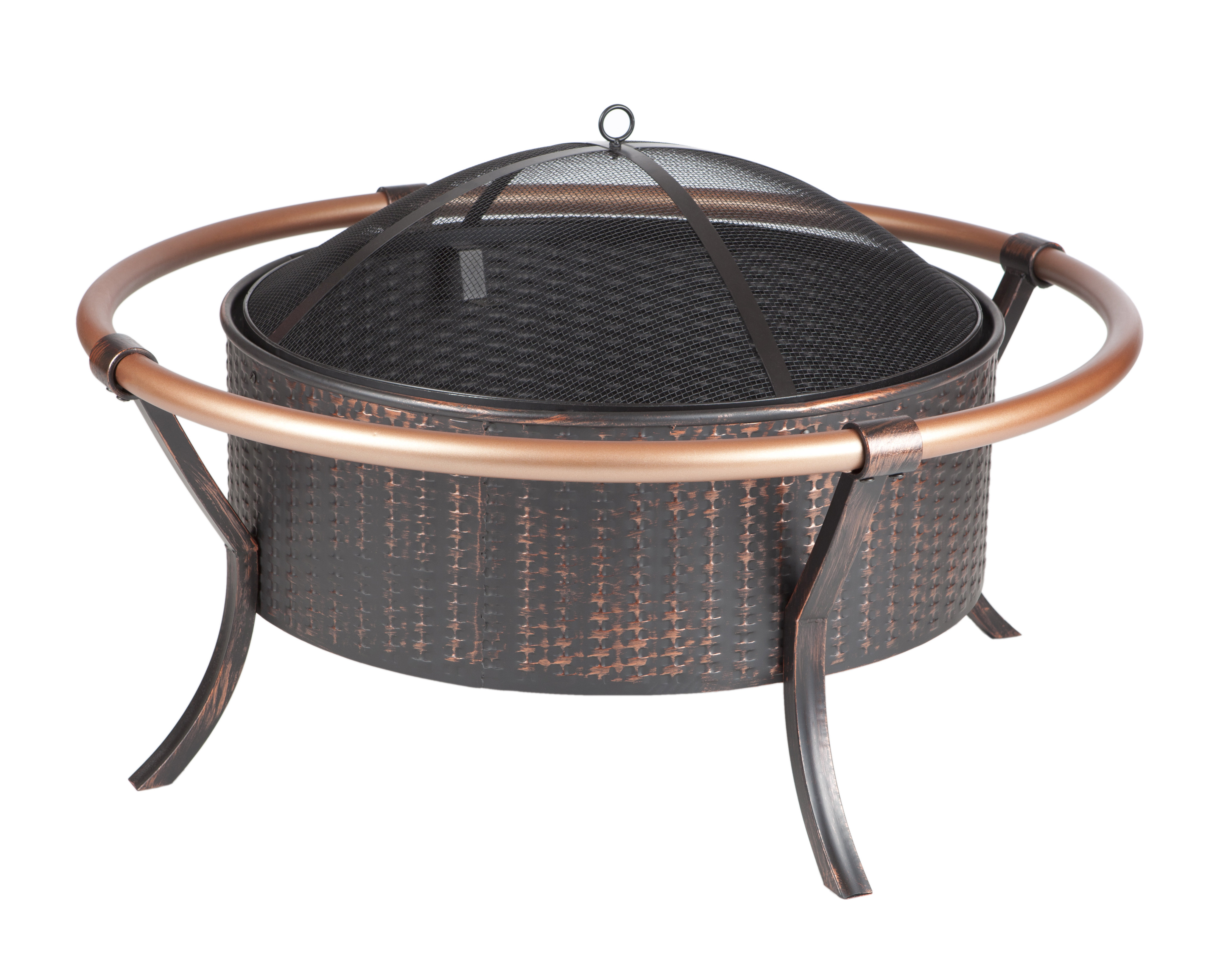 Red Barrel Studio® Poseyville Fire Pit Copper Rail Steel Fire Bowl with ...