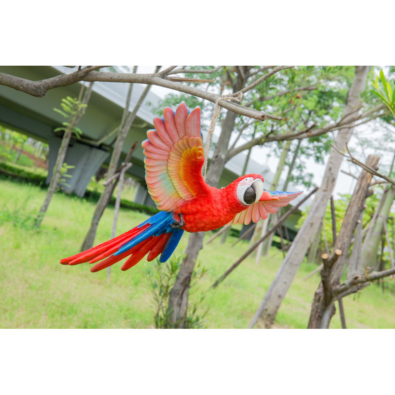 Scarlet Parrot Flying Statue