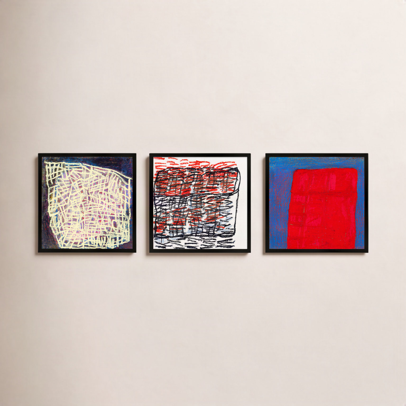Favorite. Set Of 3 by Stephanie Dennis, 20" H x 20" W  x 1.25" D, Black