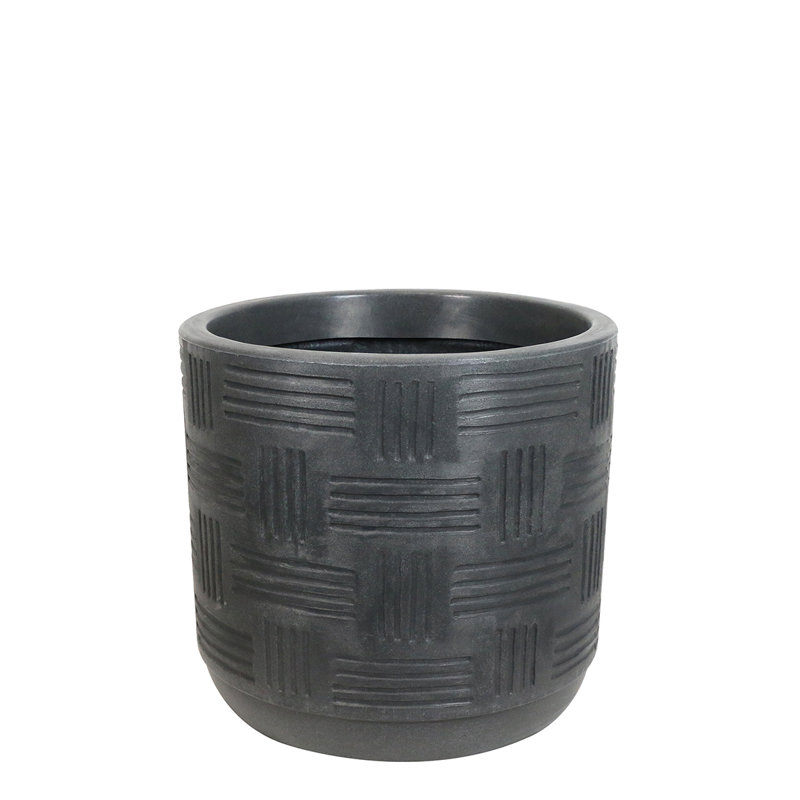 Carly-Jane ECOBO 13.8 inches Eco-Friendly Round Pot Planter, Marajó A Indoor/Outdoor Four Season Use, Dark Gray