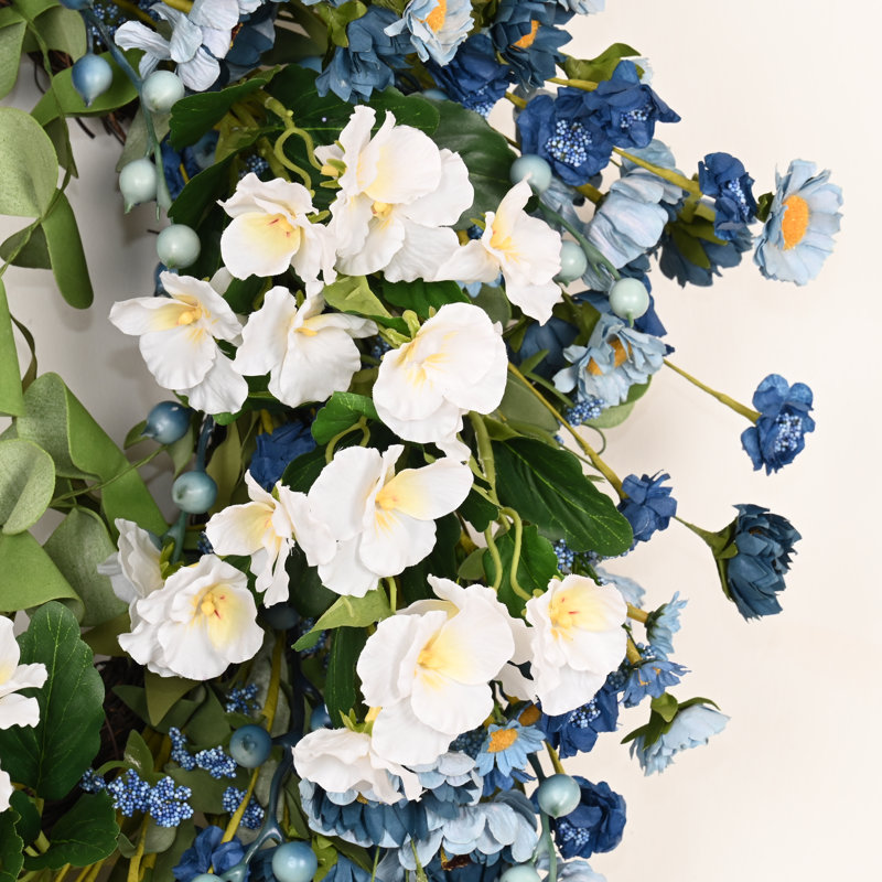 Couronne de porte 22 po, Blanc / Vert / Bleu