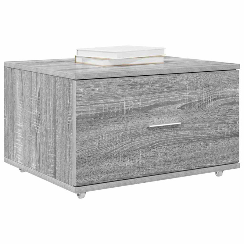 Drawer Cabinet with Wheel Storage Modern Furniture Solution Rectangular, Grey Sonoma