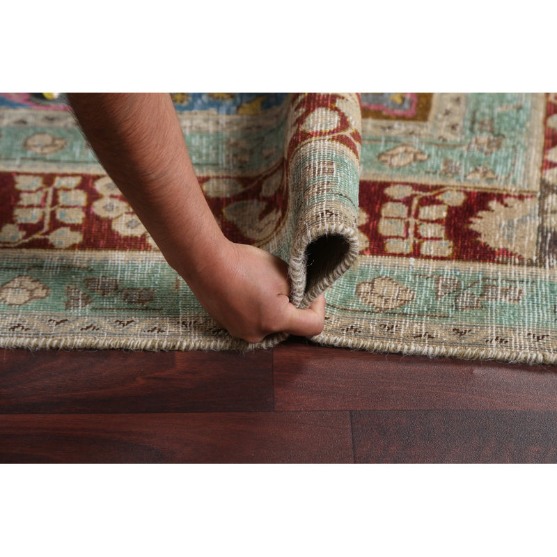 Tapis de couleur persane délavé délavé à la main Mashad 6 x 9