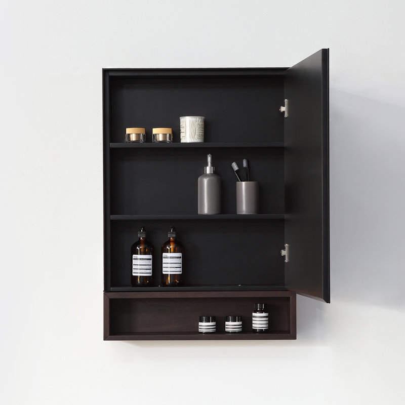 Bergen 24" Medicine Cabinet, Matte Black/Dark Walnut