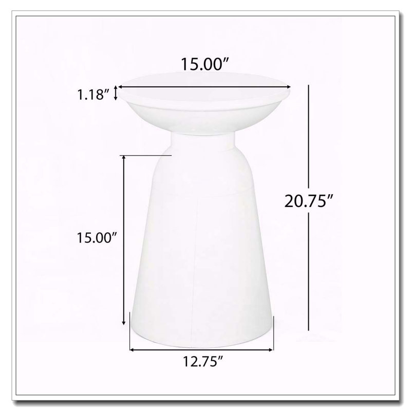 Tables d'appoint d'extérieur en fer avec design évasé, Blanc, 1