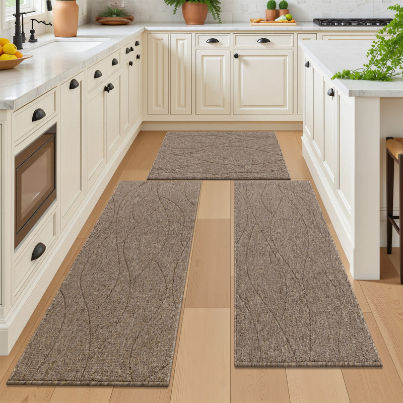 Ensemble de tapis de cuisine, Brun