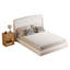 Structure de lit plateforme tapissier beige avec tête de lit à oreilles, conception rembourrée, profil bas, aucun sommier nécessaire, assemblage facile, tissu en lin élégant-1262830859
