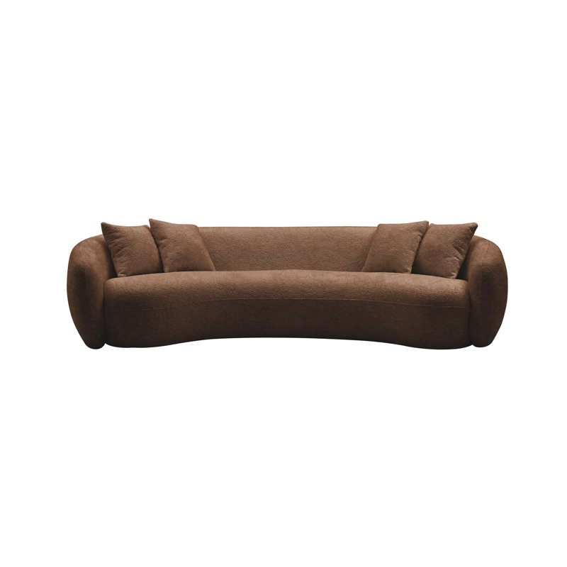 102'' 5-Seater Modern Half Moon Boucle Sectional Sofa - Teddy Fleece Brown, Curved Leisure Couch, Boucle - Brown