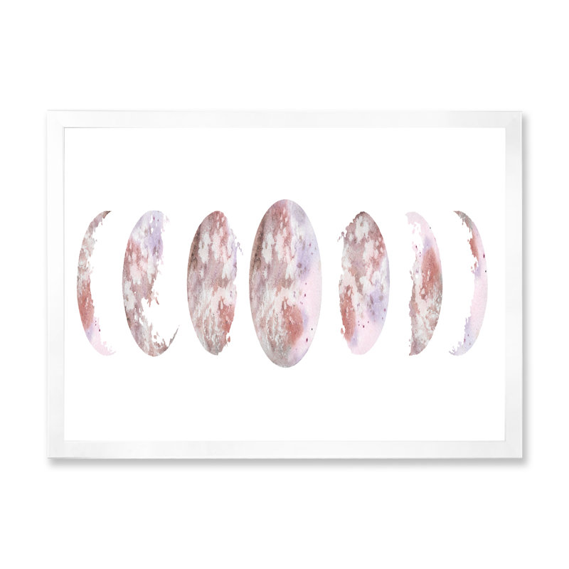 Phases de lune - Impression sur toile, H 16 po x l 32 po x p 1 po, Cadre photo blanc