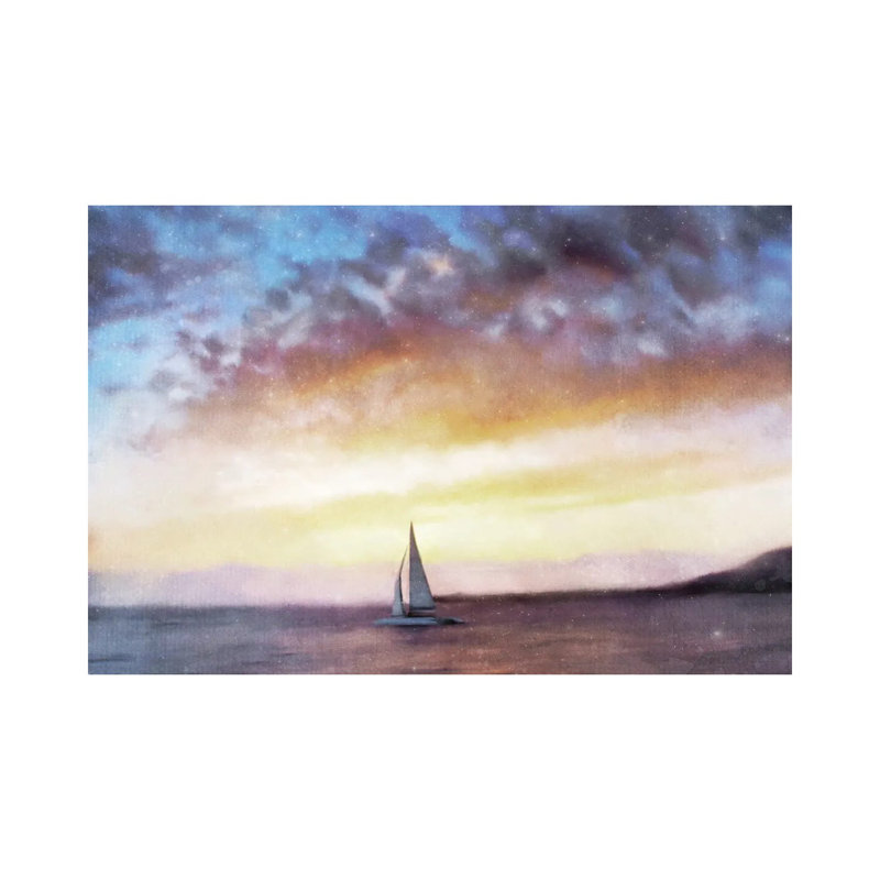 Sailboat Sunset by Katrina Jones - Wrapped Canvas Painting, 20.32 cm H x 30.48 cm W
