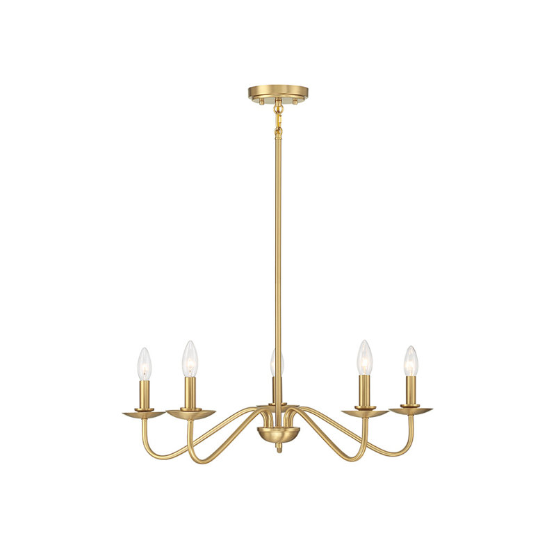 Mateos 5-Light Chandelier In Natural Brass, Natural Brass