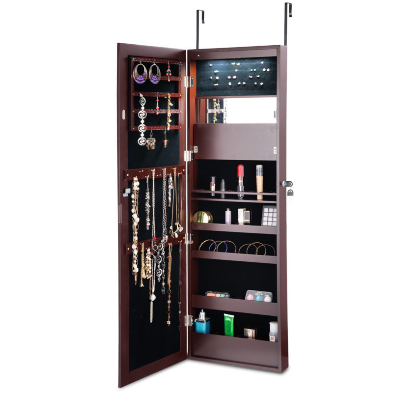 Christiana 14.5'' Wide Over-the-Door Jewelry Armoire, Reddish Brown