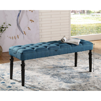 Banc de salle à manger mauve - cadre en bois massif avec revêtement et pieds tournés 48 x 16 19,5 po option de finition pouces