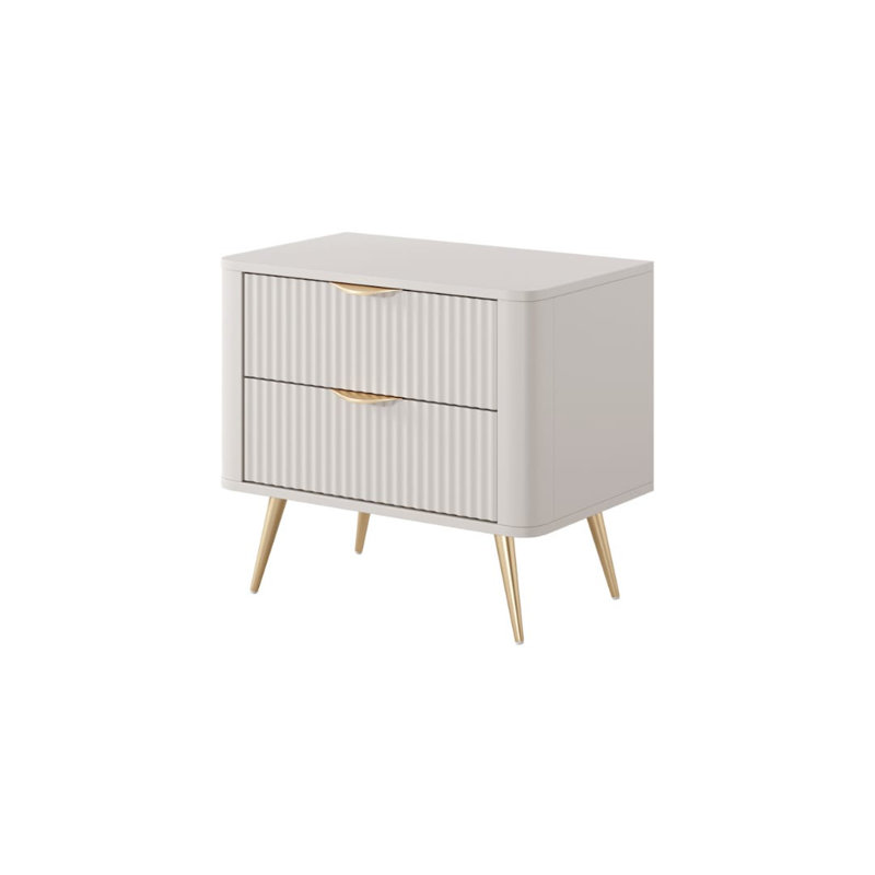 Leamont 63cm W Manufactured Wood Bedside Table, Beige