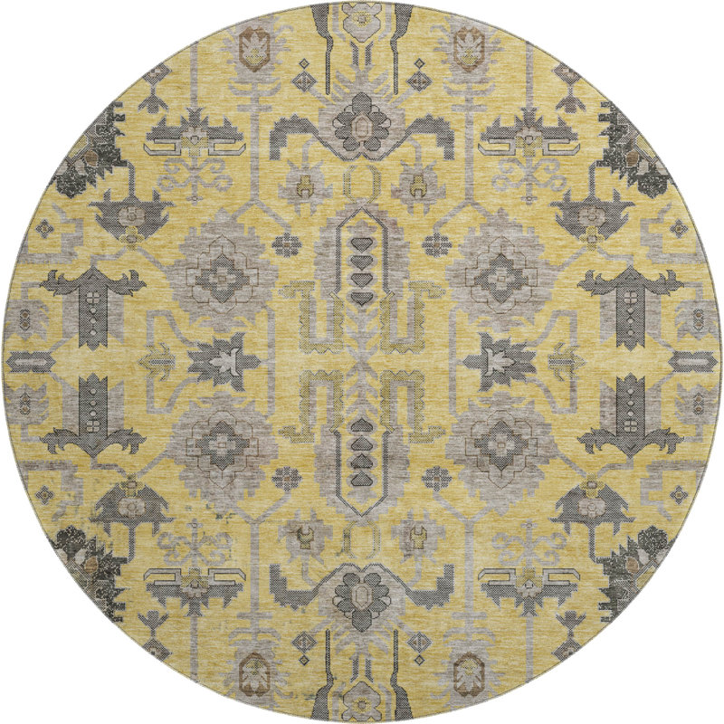 Premium Machine Washable Prisco Honey Rug, Round 8'
