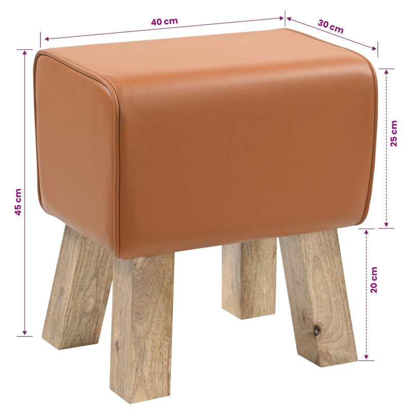 Upholstered Bench, 45cm H x 40cm L x 30cm D, Brown