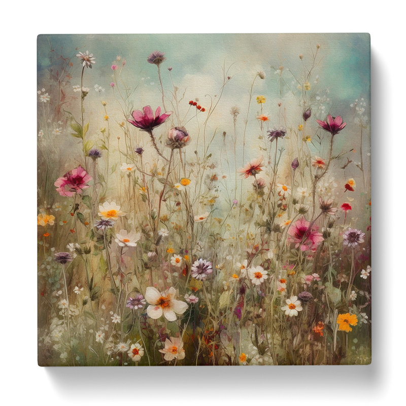 Meadow Floral No.3 - Wrapped Canvas, 50cm H x 50cm W x 3cm D