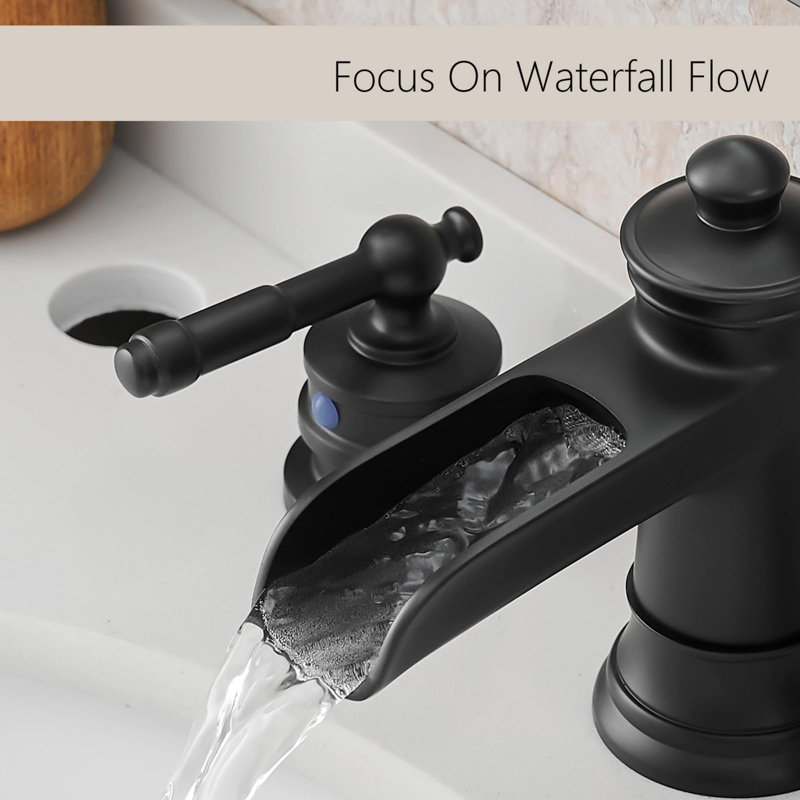 8 Inch Wide Bathroom Faucet, Black